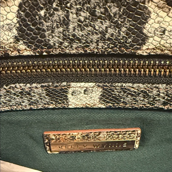 Kelly Wynne designer Olive and Python Print Satchel - Picture 13 of 13